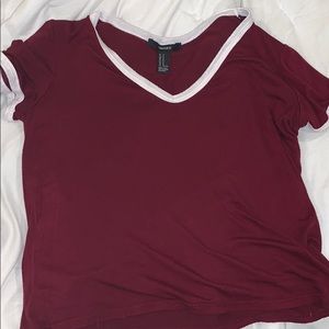 Forever 21 red shirt w/ white sleeves and neckline